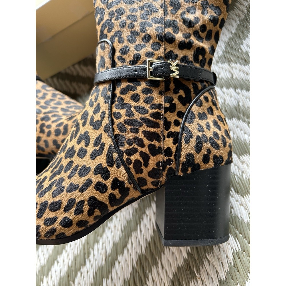 $395 NEW MICHAEL KORS 6 Ella Leopard Print Calf Hair Tall Boots REAL COW FUR - Picture 3 of 10